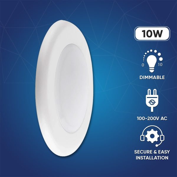 4  LED Disk Downlight, 10W, 5CCT Changeable: 2700K 3000K 3500K 4000K 5000K, 120V AC, Damp Rated For Sale - Image 2