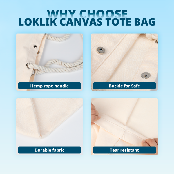 Sublimation Canvas Tote Bag Blank With Hemp Rope Handle - 1 Pack For Sale - Image 3