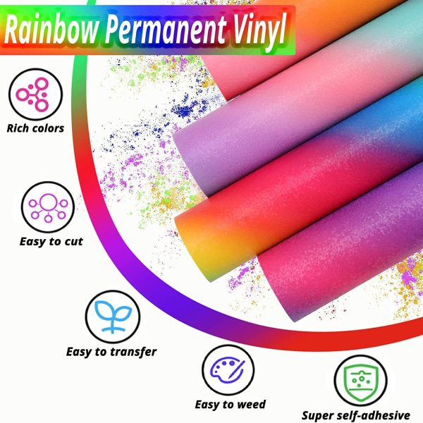 Glitter Rainbow Sparkly Pattern Shimmer Permanent Adhesive Rolls- 12 x 5FT on Sale - Image 3